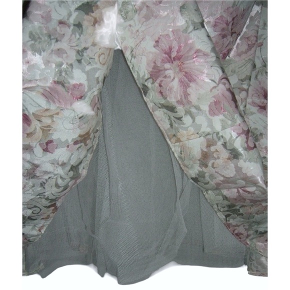 Jessica McClintock Dress Vintage 80's Cottagecore Floral Shiny Coquette Romantic - Picture 6 of 12